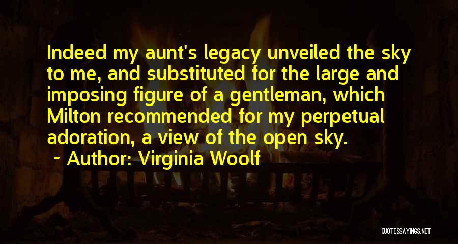 Virginia Woolf Quotes: Indeed My Aunt's Legacy Unveiled The Sky To Me, And Substituted For The Large And Imposing Figure Of A Gentleman,