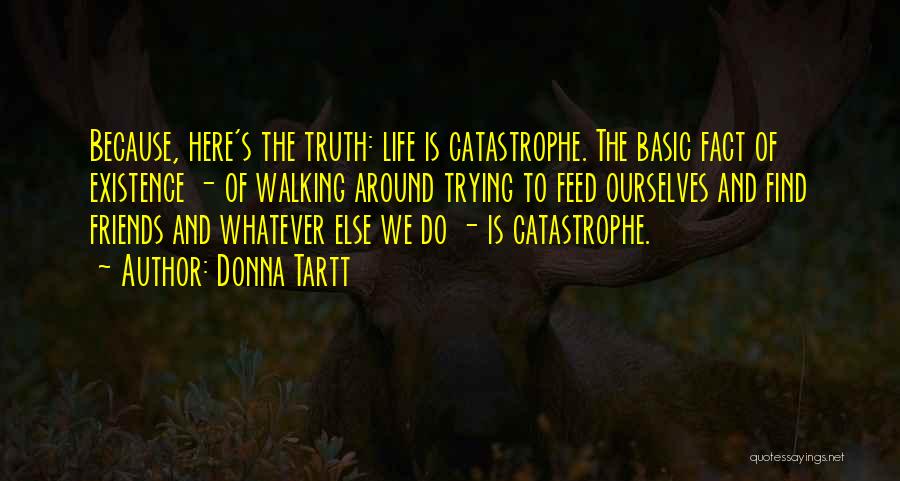 Donna Tartt Quotes: Because, Here's The Truth: Life Is Catastrophe. The Basic Fact Of Existence - Of Walking Around Trying To Feed Ourselves