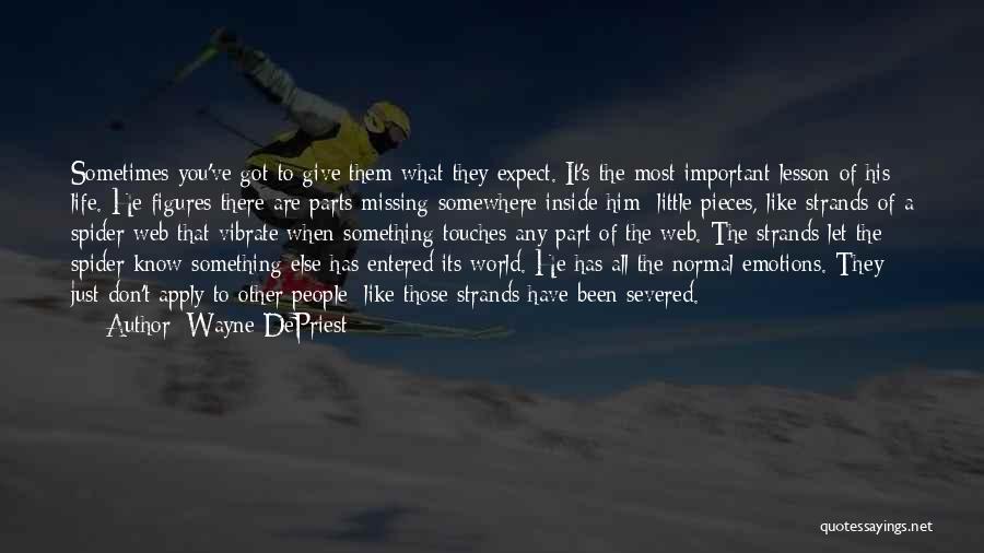 Wayne DePriest Quotes: Sometimes You've Got To Give Them What They Expect. It's The Most Important Lesson Of His Life. He Figures There