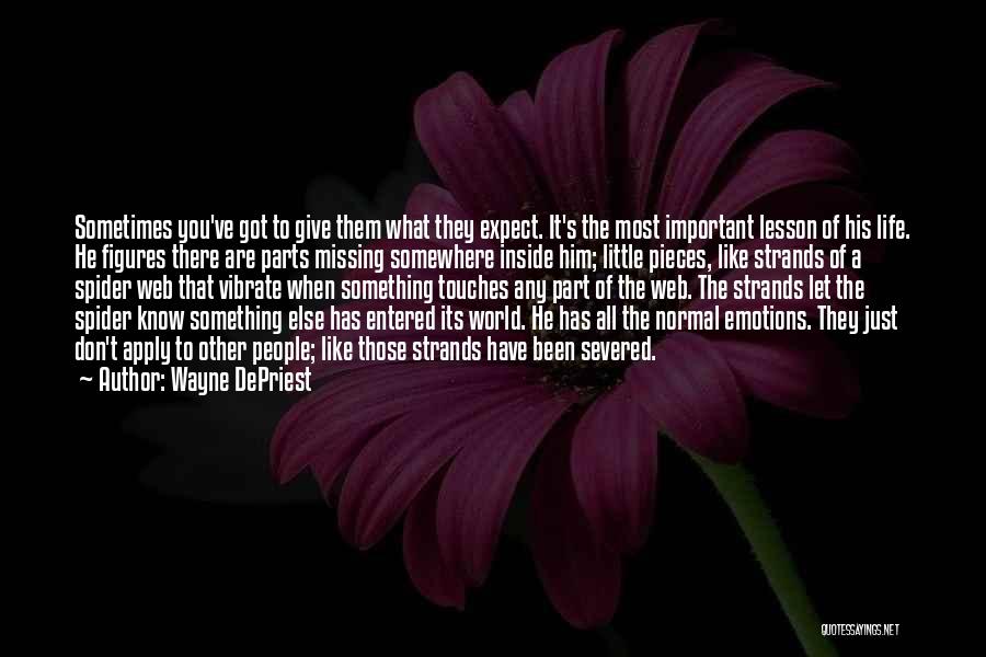 Wayne DePriest Quotes: Sometimes You've Got To Give Them What They Expect. It's The Most Important Lesson Of His Life. He Figures There