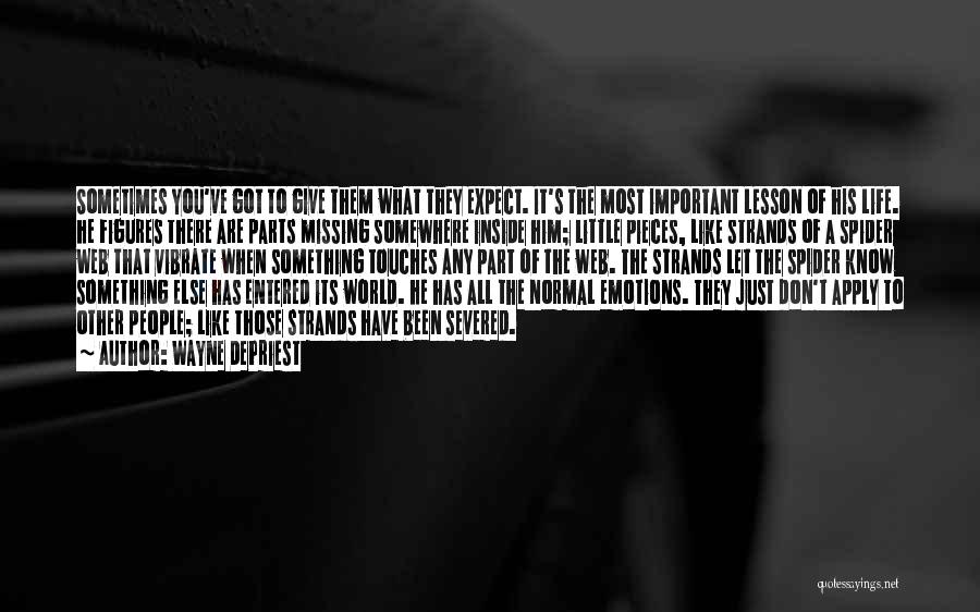 Wayne DePriest Quotes: Sometimes You've Got To Give Them What They Expect. It's The Most Important Lesson Of His Life. He Figures There