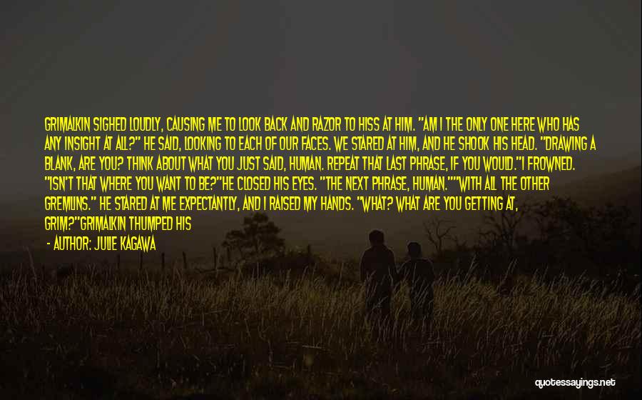 Julie Kagawa Quotes: Grimalkin Sighed Loudly, Causing Me To Look Back And Razor To Hiss At Him. Am I The Only One Here