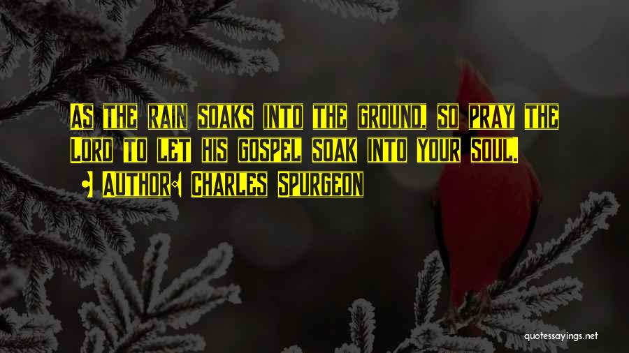 Charles Spurgeon Quotes: As The Rain Soaks Into The Ground, So Pray The Lord To Let His Gospel Soak Into Your Soul.