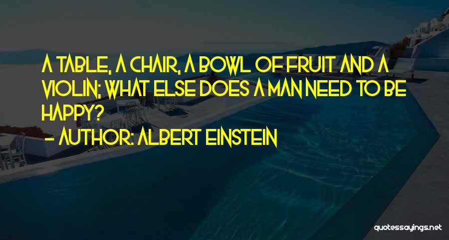 Albert Einstein Quotes: A Table, A Chair, A Bowl Of Fruit And A Violin; What Else Does A Man Need To Be Happy?
