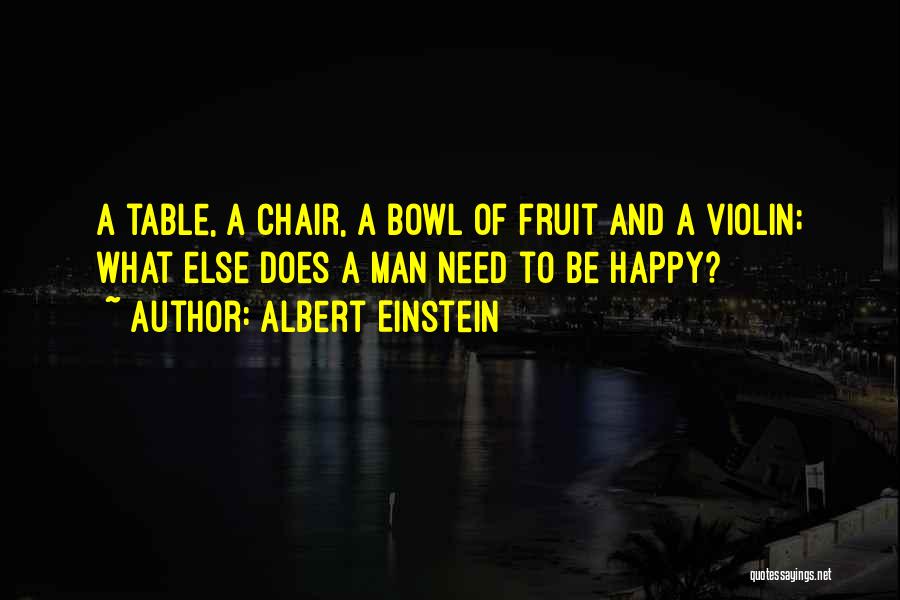 Albert Einstein Quotes: A Table, A Chair, A Bowl Of Fruit And A Violin; What Else Does A Man Need To Be Happy?