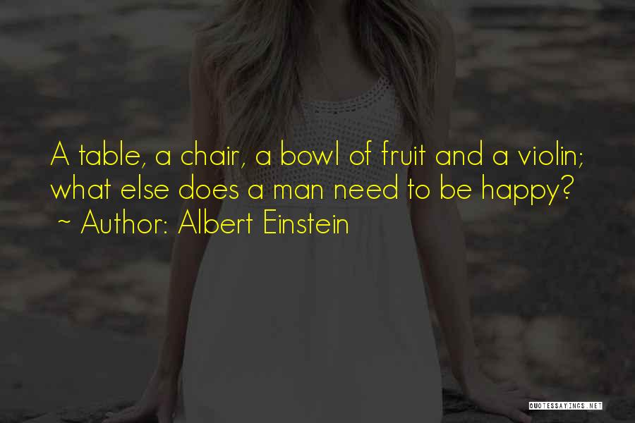 Albert Einstein Quotes: A Table, A Chair, A Bowl Of Fruit And A Violin; What Else Does A Man Need To Be Happy?