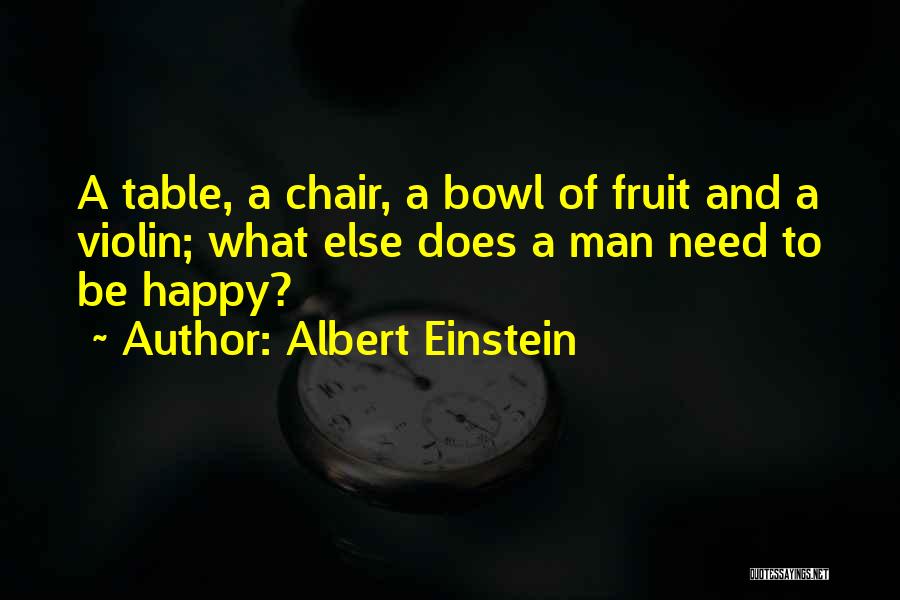 Albert Einstein Quotes: A Table, A Chair, A Bowl Of Fruit And A Violin; What Else Does A Man Need To Be Happy?