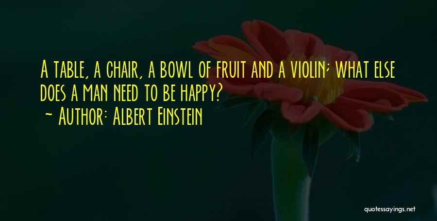 Albert Einstein Quotes: A Table, A Chair, A Bowl Of Fruit And A Violin; What Else Does A Man Need To Be Happy?