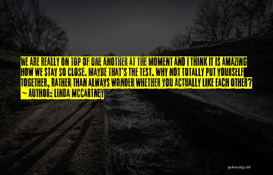 Linda McCartney Quotes: We Are Really On Top Of One Another At The Moment And I Think It Is Amazing How We Stay