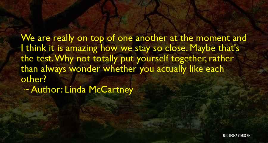 Linda McCartney Quotes: We Are Really On Top Of One Another At The Moment And I Think It Is Amazing How We Stay