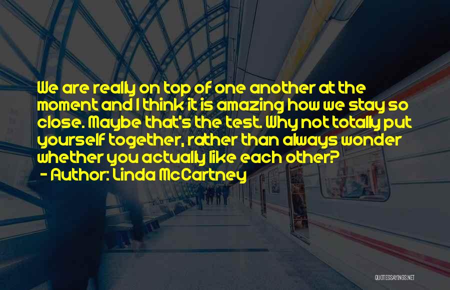 Linda McCartney Quotes: We Are Really On Top Of One Another At The Moment And I Think It Is Amazing How We Stay