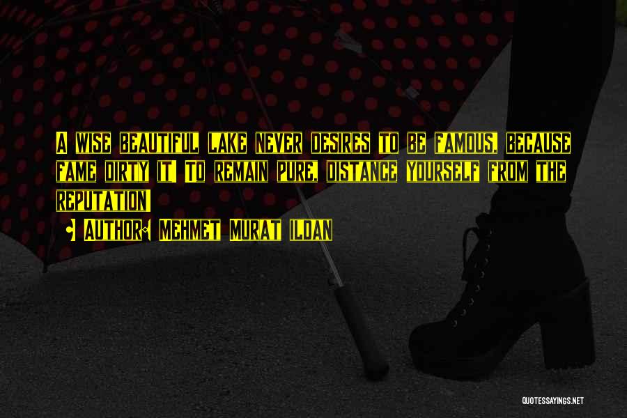 Mehmet Murat Ildan Quotes: A Wise Beautiful Lake Never Desires To Be Famous, Because Fame Dirty It! To Remain Pure, Distance Yourself From The
