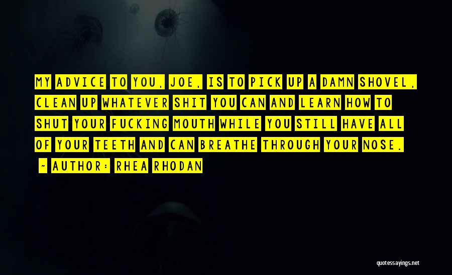 Rhea Rhodan Quotes: My Advice To You, Joe, Is To Pick Up A Damn Shovel, Clean Up Whatever Shit You Can And Learn