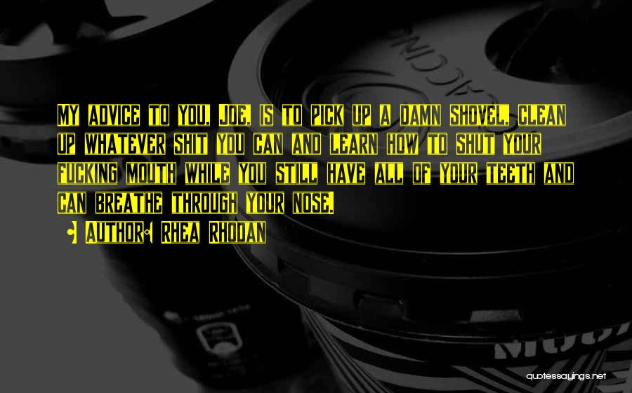 Rhea Rhodan Quotes: My Advice To You, Joe, Is To Pick Up A Damn Shovel, Clean Up Whatever Shit You Can And Learn