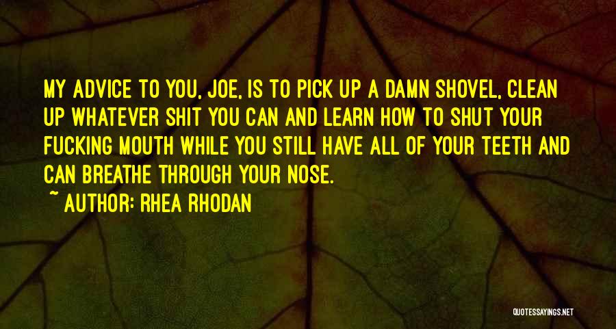 Rhea Rhodan Quotes: My Advice To You, Joe, Is To Pick Up A Damn Shovel, Clean Up Whatever Shit You Can And Learn