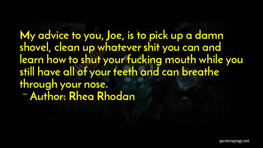 Rhea Rhodan Quotes: My Advice To You, Joe, Is To Pick Up A Damn Shovel, Clean Up Whatever Shit You Can And Learn