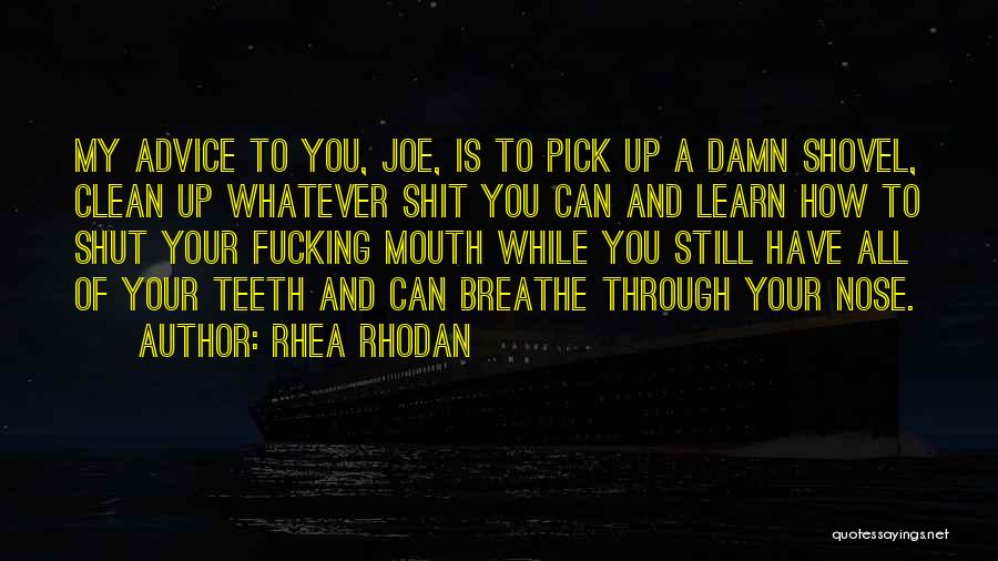 Rhea Rhodan Quotes: My Advice To You, Joe, Is To Pick Up A Damn Shovel, Clean Up Whatever Shit You Can And Learn