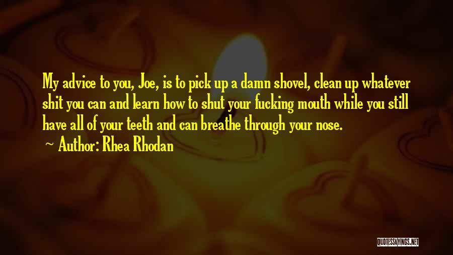 Rhea Rhodan Quotes: My Advice To You, Joe, Is To Pick Up A Damn Shovel, Clean Up Whatever Shit You Can And Learn