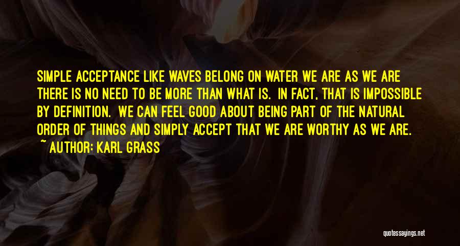 Karl Grass Quotes: Simple Acceptance Like Waves Belong On Water We Are As We Are There Is No Need To Be More Than