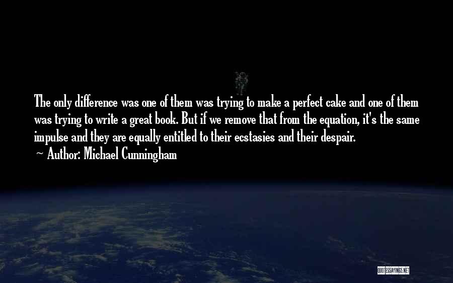 Michael Cunningham Quotes: The Only Difference Was One Of Them Was Trying To Make A Perfect Cake And One Of Them Was Trying