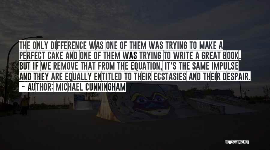 Michael Cunningham Quotes: The Only Difference Was One Of Them Was Trying To Make A Perfect Cake And One Of Them Was Trying