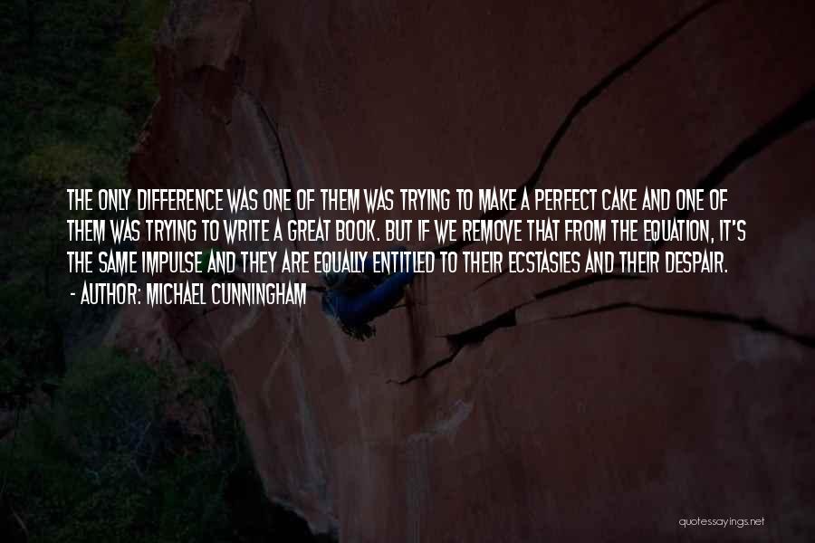 Michael Cunningham Quotes: The Only Difference Was One Of Them Was Trying To Make A Perfect Cake And One Of Them Was Trying