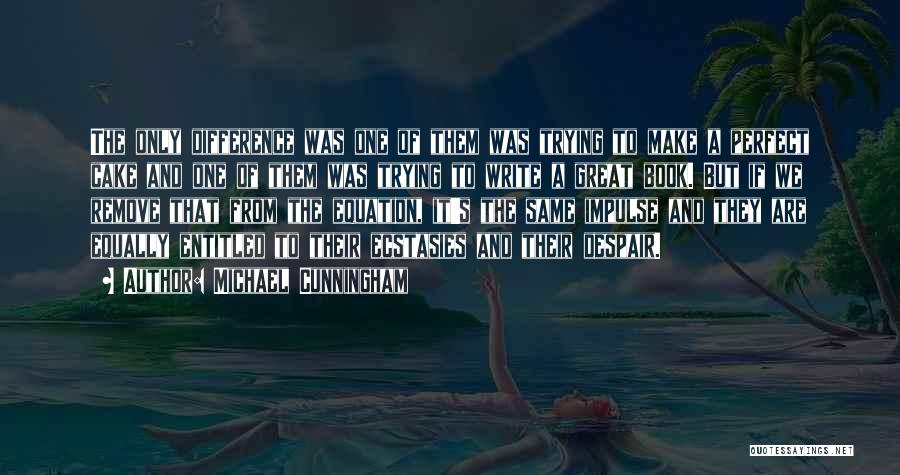 Michael Cunningham Quotes: The Only Difference Was One Of Them Was Trying To Make A Perfect Cake And One Of Them Was Trying