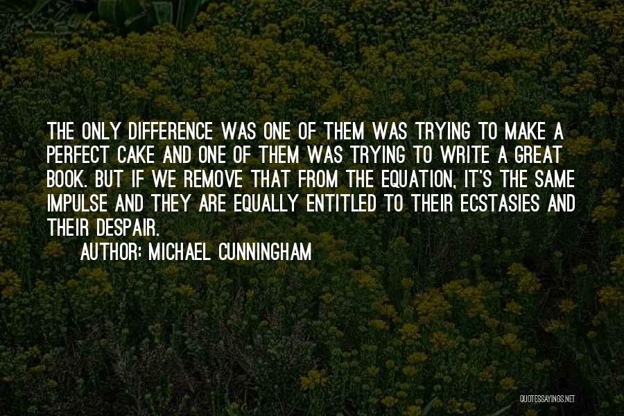 Michael Cunningham Quotes: The Only Difference Was One Of Them Was Trying To Make A Perfect Cake And One Of Them Was Trying