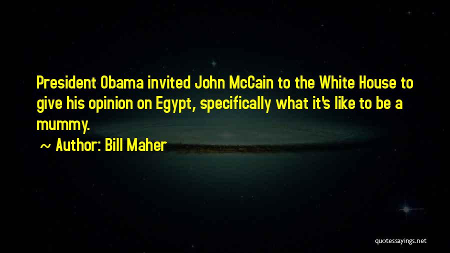 Bill Maher Quotes: President Obama Invited John Mccain To The White House To Give His Opinion On Egypt, Specifically What It's Like To