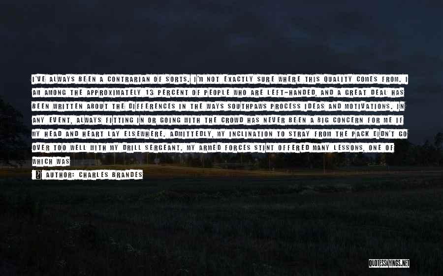 Charles Brandes Quotes: I've Always Been A Contrarian Of Sorts. I'm Not Exactly Sure Where This Quality Comes From. I Am Among The