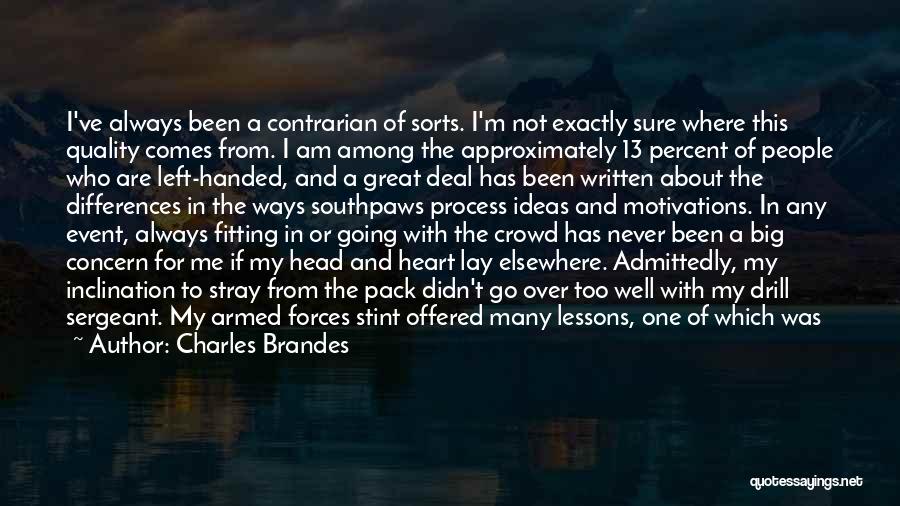 Charles Brandes Quotes: I've Always Been A Contrarian Of Sorts. I'm Not Exactly Sure Where This Quality Comes From. I Am Among The