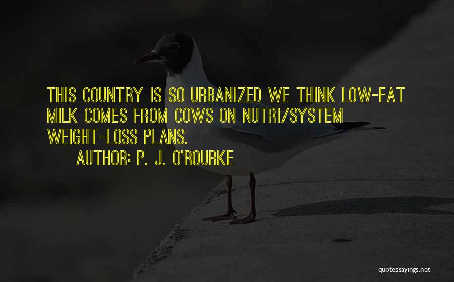 P. J. O'Rourke Quotes: This Country Is So Urbanized We Think Low-fat Milk Comes From Cows On Nutri/system Weight-loss Plans.