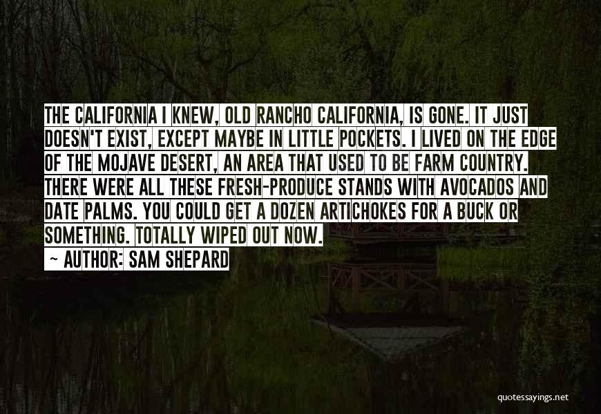 Sam Shepard Quotes: The California I Knew, Old Rancho California, Is Gone. It Just Doesn't Exist, Except Maybe In Little Pockets. I Lived