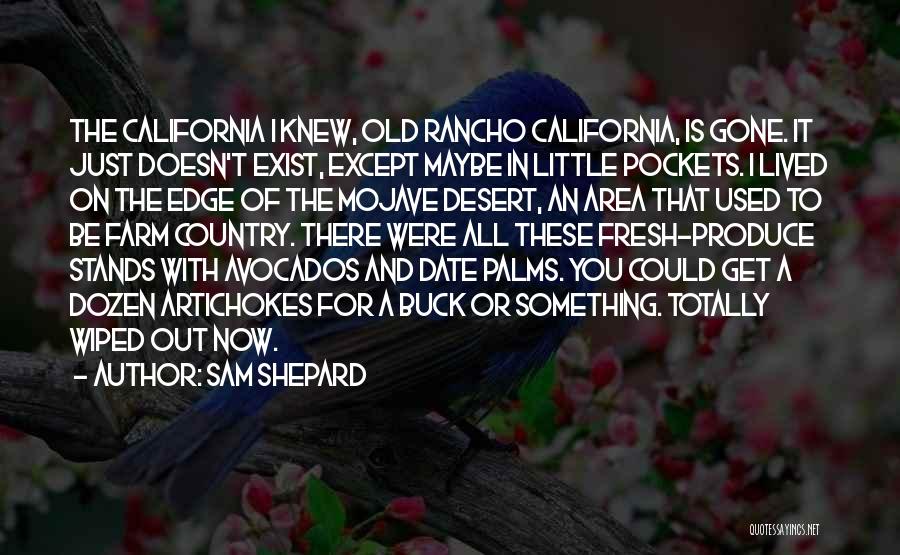 Sam Shepard Quotes: The California I Knew, Old Rancho California, Is Gone. It Just Doesn't Exist, Except Maybe In Little Pockets. I Lived