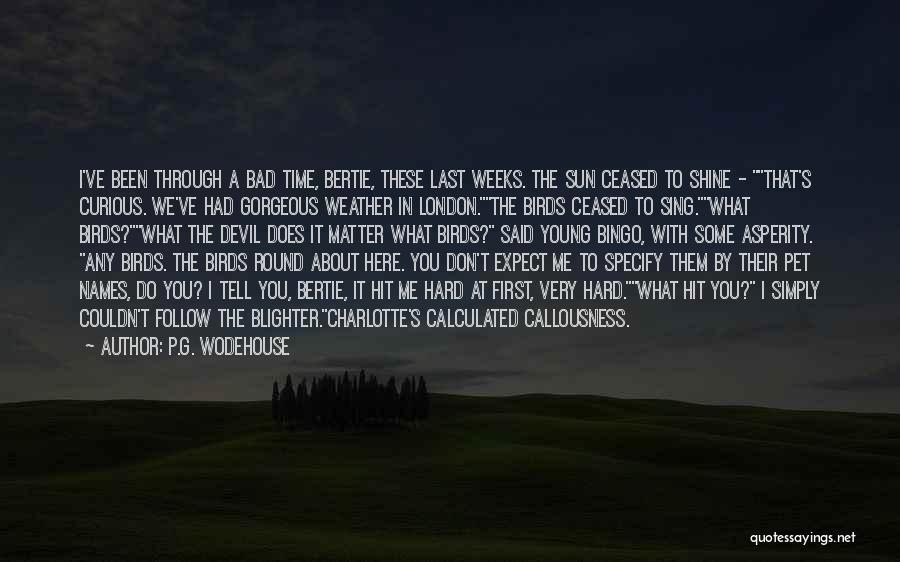 P.G. Wodehouse Quotes: I've Been Through A Bad Time, Bertie, These Last Weeks. The Sun Ceased To Shine - That's Curious. We've Had