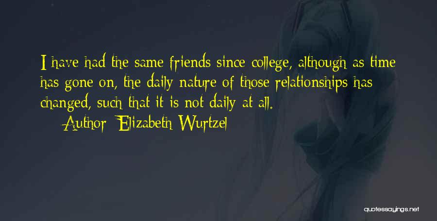Elizabeth Wurtzel Quotes: I Have Had The Same Friends Since College, Although As Time Has Gone On, The Daily Nature Of Those Relationships