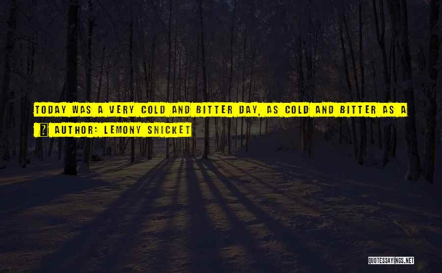 Lemony Snicket Quotes: Today Was A Very Cold And Bitter Day, As Cold And Bitter As A Cup Of Hot Chocolate, If The