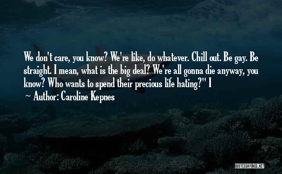 Caroline Kepnes Quotes: We Don't Care, You Know? We're Like, Do Whatever. Chill Out. Be Gay. Be Straight. I Mean, What Is The