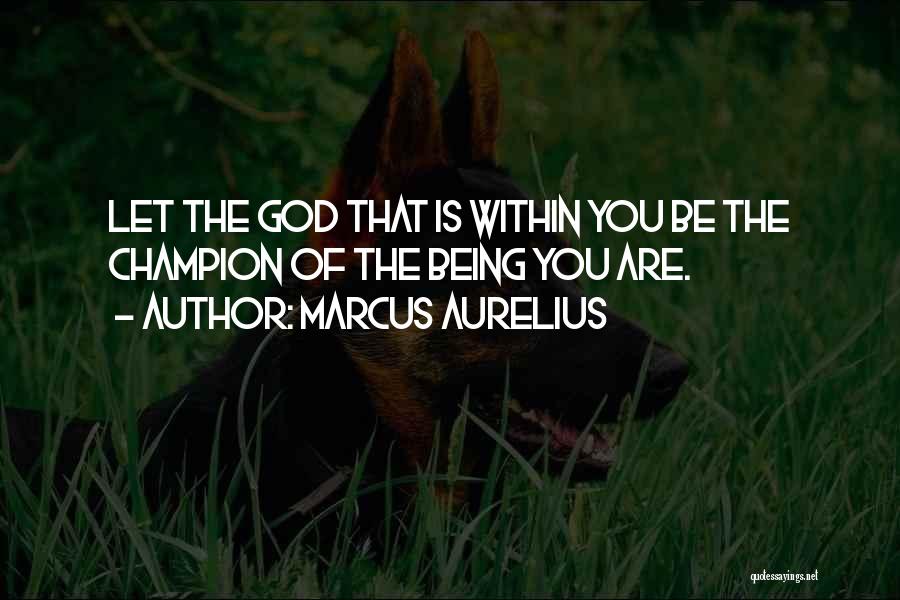 Marcus Aurelius Quotes: Let The God That Is Within You Be The Champion Of The Being You Are.