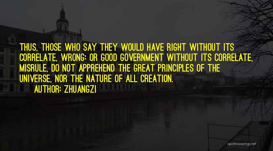 Zhuangzi Quotes: Thus, Those Who Say They Would Have Right Without Its Correlate, Wrong; Or Good Government Without Its Correlate, Misrule, Do