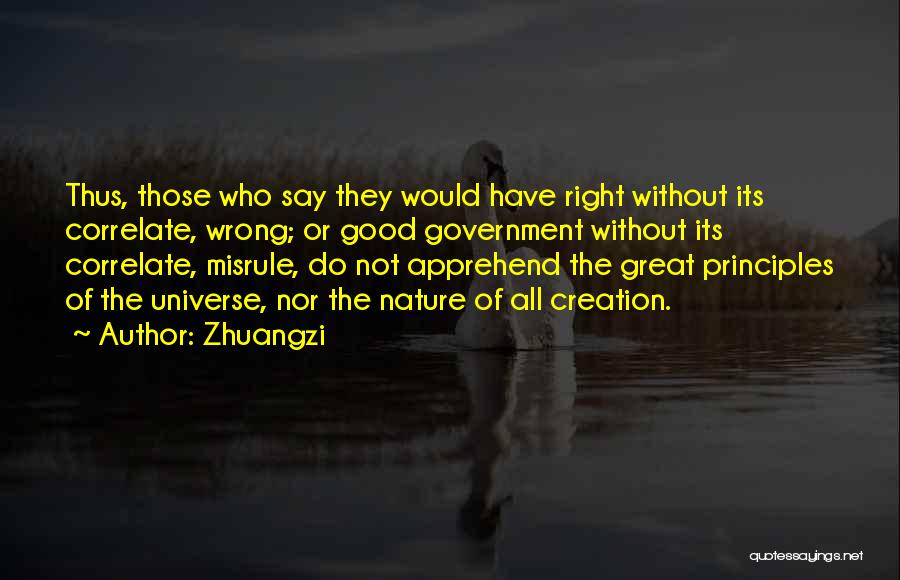 Zhuangzi Quotes: Thus, Those Who Say They Would Have Right Without Its Correlate, Wrong; Or Good Government Without Its Correlate, Misrule, Do