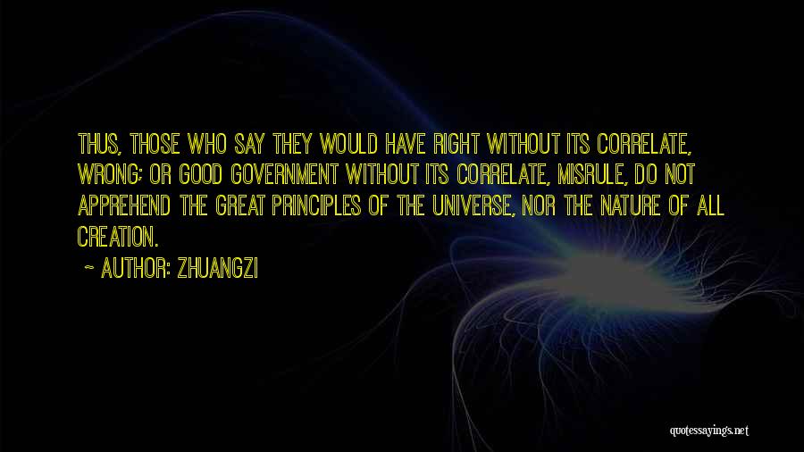 Zhuangzi Quotes: Thus, Those Who Say They Would Have Right Without Its Correlate, Wrong; Or Good Government Without Its Correlate, Misrule, Do