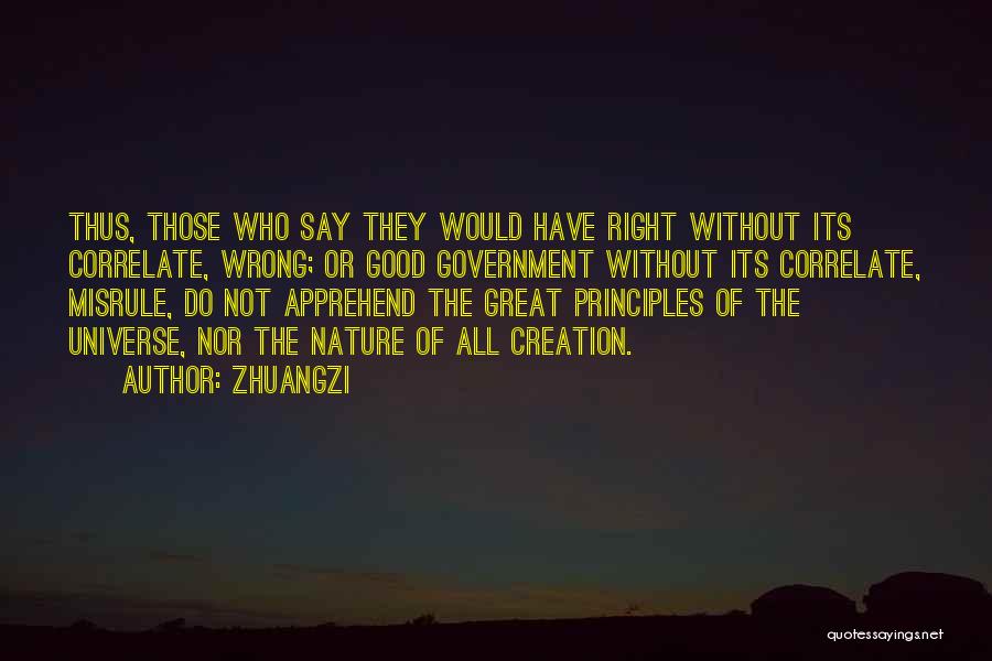 Zhuangzi Quotes: Thus, Those Who Say They Would Have Right Without Its Correlate, Wrong; Or Good Government Without Its Correlate, Misrule, Do