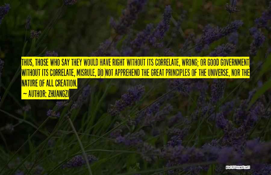 Zhuangzi Quotes: Thus, Those Who Say They Would Have Right Without Its Correlate, Wrong; Or Good Government Without Its Correlate, Misrule, Do