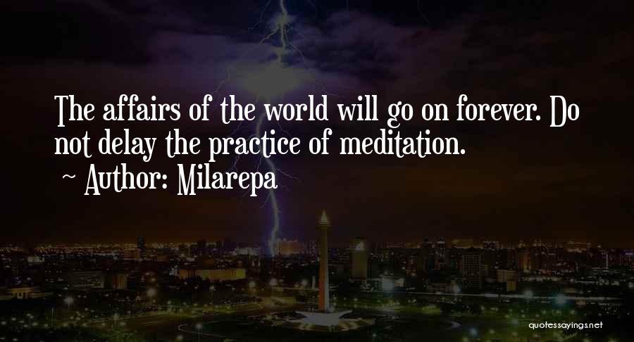 Milarepa Quotes: The Affairs Of The World Will Go On Forever. Do Not Delay The Practice Of Meditation.