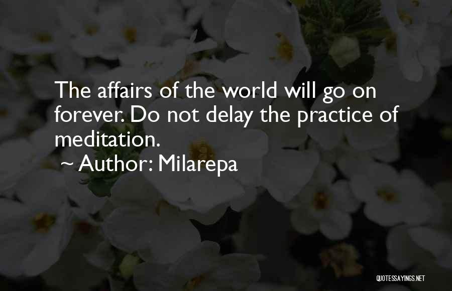 Milarepa Quotes: The Affairs Of The World Will Go On Forever. Do Not Delay The Practice Of Meditation.