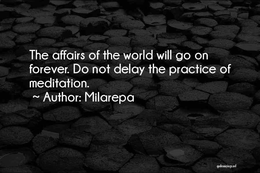 Milarepa Quotes: The Affairs Of The World Will Go On Forever. Do Not Delay The Practice Of Meditation.