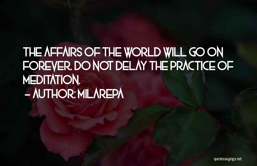 Milarepa Quotes: The Affairs Of The World Will Go On Forever. Do Not Delay The Practice Of Meditation.