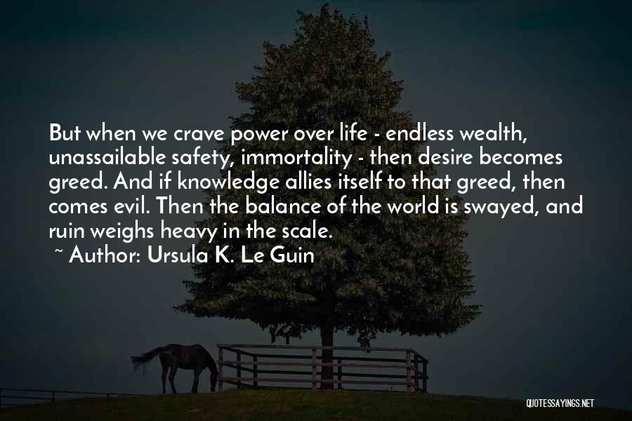 Ursula K. Le Guin Quotes: But When We Crave Power Over Life - Endless Wealth, Unassailable Safety, Immortality - Then Desire Becomes Greed. And If