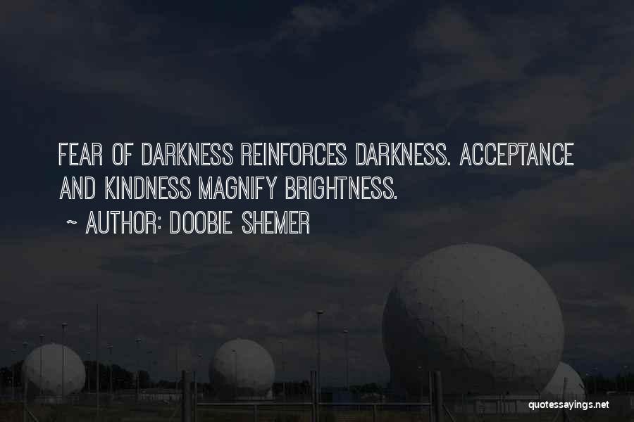 Doobie Shemer Quotes: Fear Of Darkness Reinforces Darkness. Acceptance And Kindness Magnify Brightness.